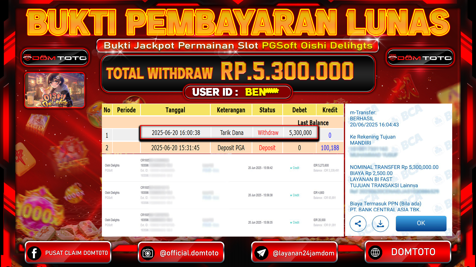JACKPOT SLOT OISHI DELIHGTS 20 JUNI 2025